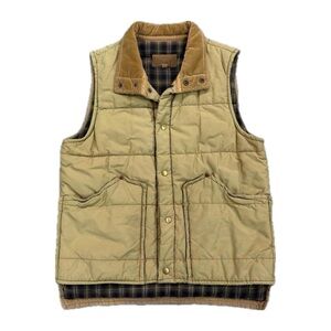 Vintage 90s Old Navy Corduroy Plaid Lined Puffer Vest - M